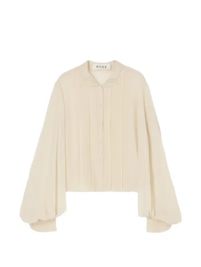 Rohe Pleated Balloon-sleeve Shirt In Neutrals