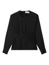 Rohe Crew Neck Pleated Blouse In Black