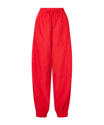 Rohe Crinkled Cotton-blend Tapered Pants In Red