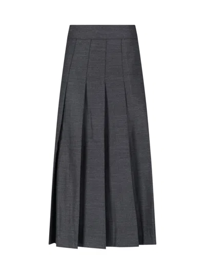 Rohe Pleated Midi Skirt In Gray