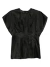 Rohe Pleated Waistline Organza Silk Top In Black In Black