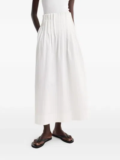 Rohe Pleated Cotton-poplin Maxi Skirt In White
