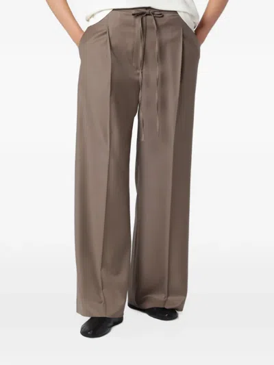 Rohe Pleated Virgin Wool Wide-leg Pants In Brown