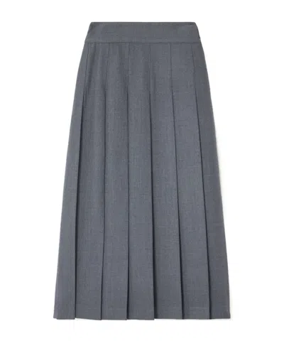 Rohe Pleated Twill Midi Wrap Skirt In Gray