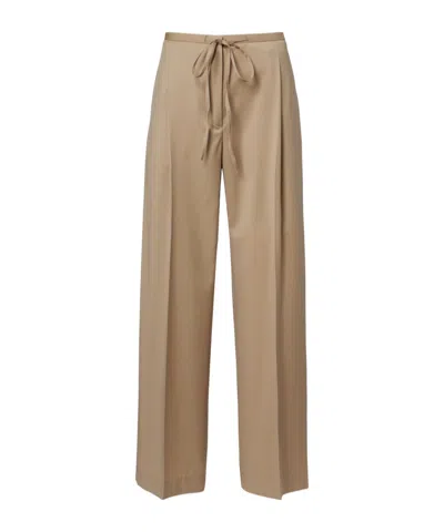 Rohe Pleated Virgin Wool Wide-leg Pants In Brown