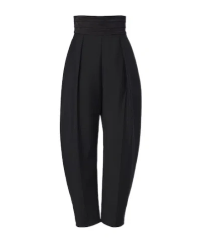 Rohe Pleated Wool And Mohair Barrel-leg Pants In Black