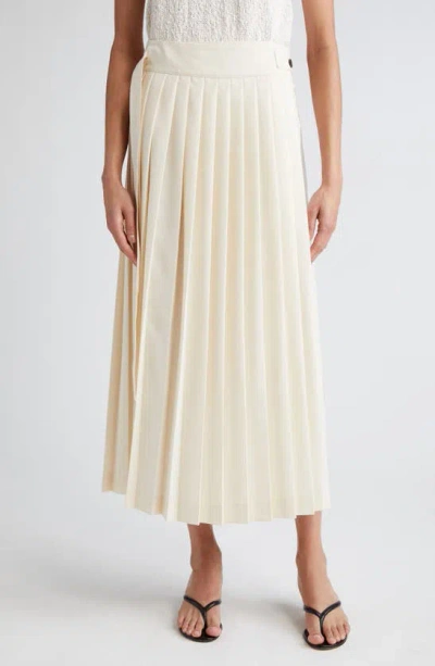 ROHE PLEATED WOOL BLEND WRAP SKIRT