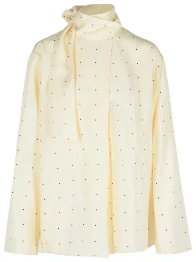 ROHE RÓHE 'POIS' CREAM SILK SHIRT