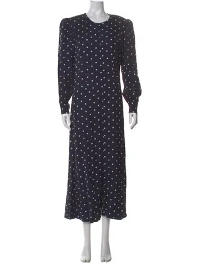 Pre-owned Rohe Polka Dot Print Long Dress W/ Tags In Blue