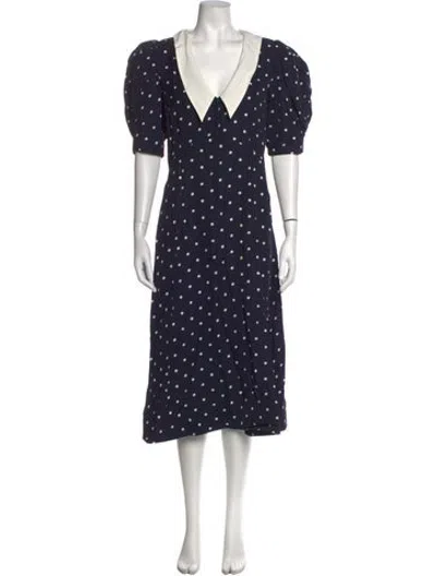 Pre-owned Rohe Polka Dot Print Midi Length Dress W/ Tags In Blue