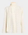 Rohe Tie-detailed Polka-dot Silk Blouse In Cream  Black Dot