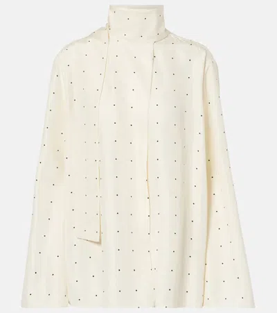 Rohe Tie-detailed Polka-dot Silk Blouse In Beige