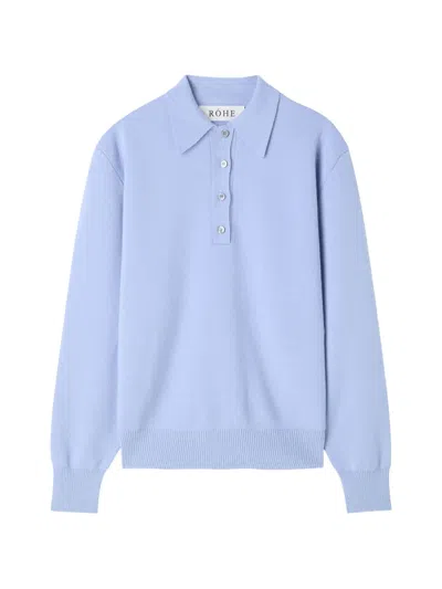 Rohe Polo-collar Knitted Sweater In Blue