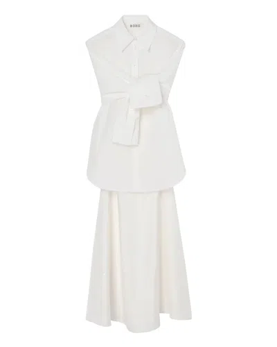 Rohe Silk-poplin Combo Gilet Maxi Dress In White
