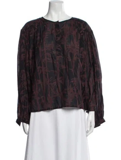 Pre-owned Rohe Printed Bateau Neckline Blouse In Multi
