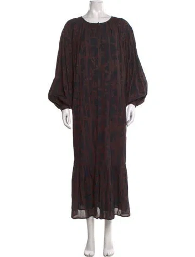 Pre-owned Rohe Printed Long Dress In Brown