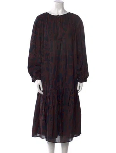Pre-owned Rohe Printed Midi Length Dress In Brown