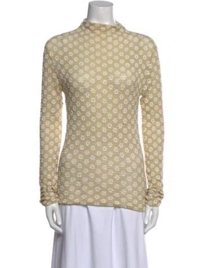 Pre-owned Rohe Printed Mock Neck Top In Neutral
