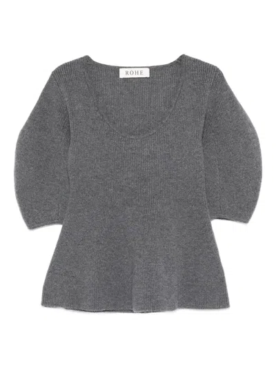 Rohe Puffed-sleeve Knitted Top In Gray