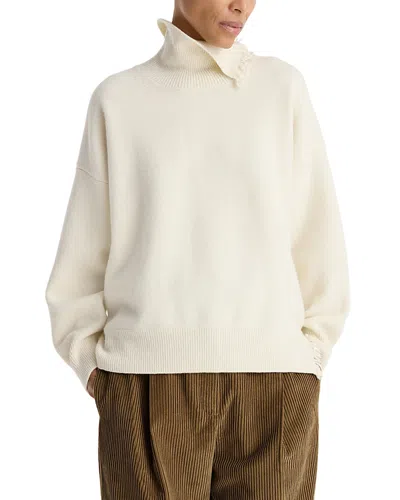 Rohe Raw Detail Wool Blend Turtleneck Sweater In White