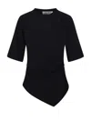 Rohe Asymmetrical Black Organic Cotton Woven T-shirt In Black
