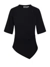 Rohe Asymmetrical Black Organic Cotton Woven T-shirt In Black