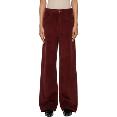 Rohe Red Bruun Signature Baggy Corduroy Trousers In Burgundy