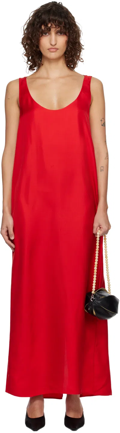Rohe Red Silk Scoop-neck Maxi Dress