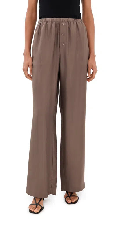 Rohe Relaxed Silk Trousers Taupe In Brown
