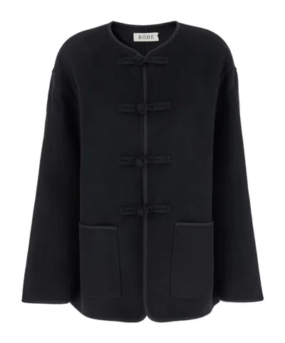 Rohe Rhe Toggle-fastened Collarless Jacket In Black