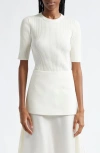 Rohe Ribbed Knit Round Neck Short Sleeve Top In Off White In Off White