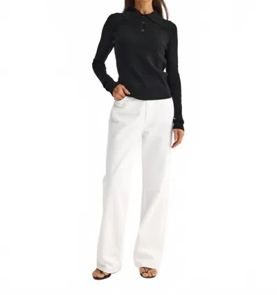 Rohe Rib Knitted Long Sleeve Polo Shirt In Black