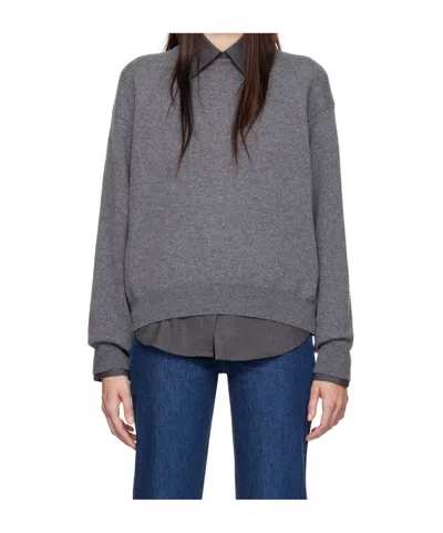 Rohe Ribbed Crew Neck Sweater In Gray