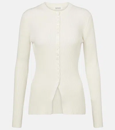 ROHE RÓHE RIBBED-KNIT COTTON CRÊPE CARDIGAN