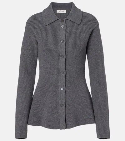 Rohe Ribbed-knit Wool And Cashmere Cardigan In Gray