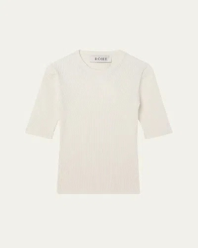 Rohe Ribbed Short-sleeve Top In Off White
