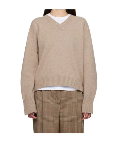 Rohe Ribbed V-neck Sweater In Brown