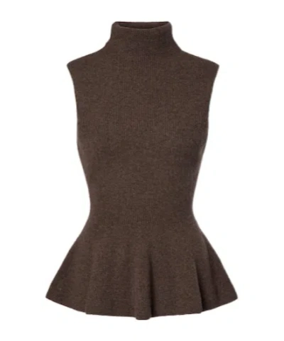 Rohe Ribbed Wool And Cashmere Turtleneck Top In Brown