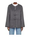 Rohe Mandarin Double Faced Wool Jacket Mid Grey Melange In Gray