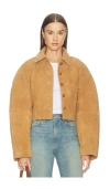 Rohe Rounded Textured Suede Jacket In Brown