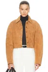Rohe Rounded Textured Suede Jacket In Brown