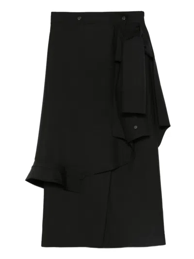 Rohe Ruffled Asymmetric Midi Skirt In Black