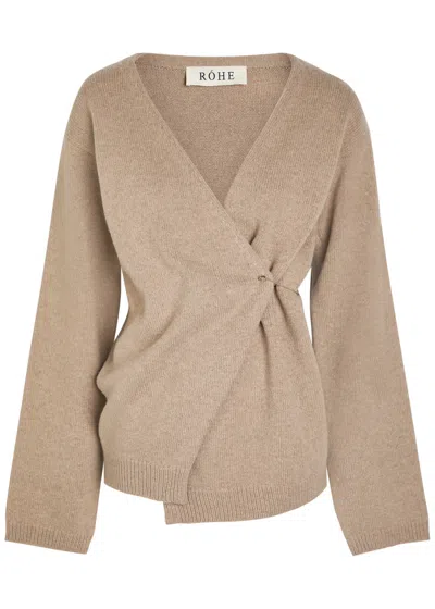 Rohe Safety Pin Wool And Cashmere-blend Wrap Cardigan In Brown