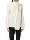 Rohe Long Sleeve Silk Foulard Top In Beige