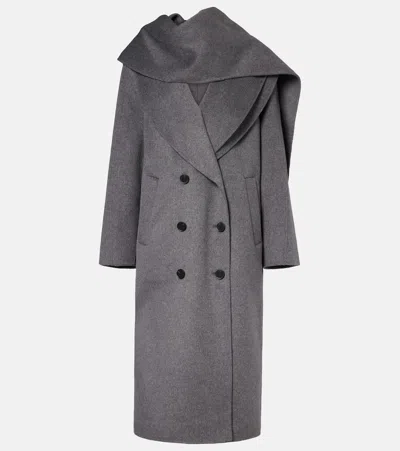 Rohe Róhe Scarf-detail Wool And Cashmere Coat In Gray