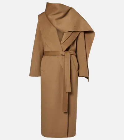 Rohe Róhe Scarf-detail Wool And Cashmere Wrap Coat In Brown