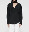 ROHE SCARF TOP IN NOIR