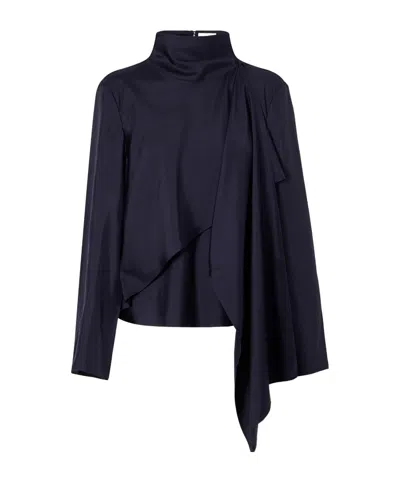 Rohe Scarf-detailed Silk-satin Blouse In Blue