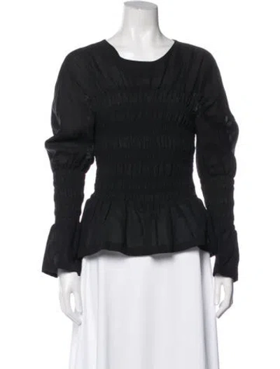 Pre-owned Rohe Scoop Neck Long Sleeve Blouse W/ Tags In Black