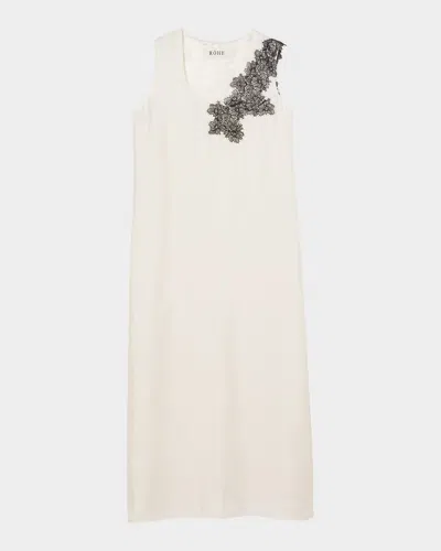 ROHE SCOOP-NECK SILK LACE DRESS